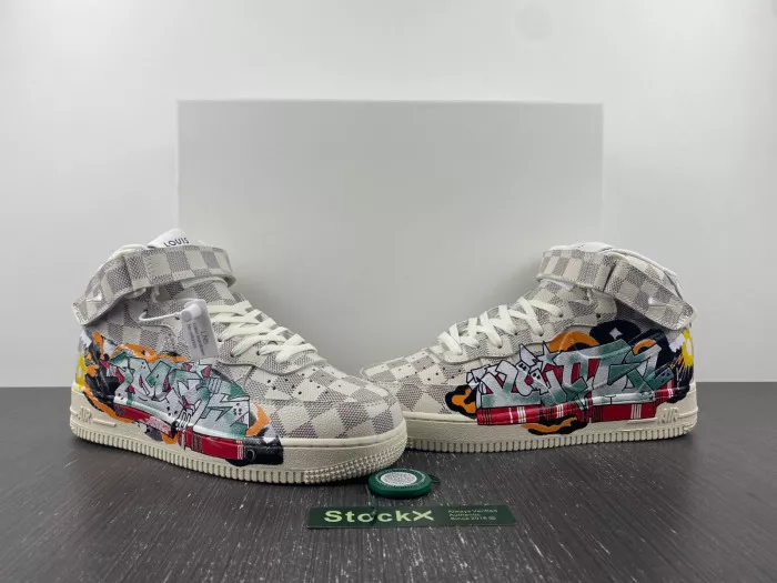 MaikeSneakers Louis Vuitton Nike Air Force 1 Mid By Virgil Abloh Graffiti 0120