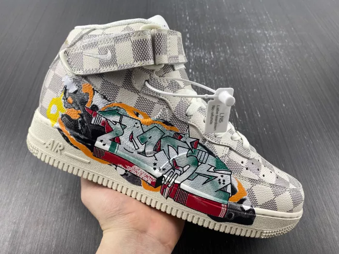 MaikeSneakers Louis Vuitton Nike Air Force 1 Mid By Virgil Abloh Graffiti 0120