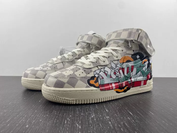 MaikeSneakers Louis Vuitton Nike Air Force 1 Mid By Virgil Abloh Graffiti 0120