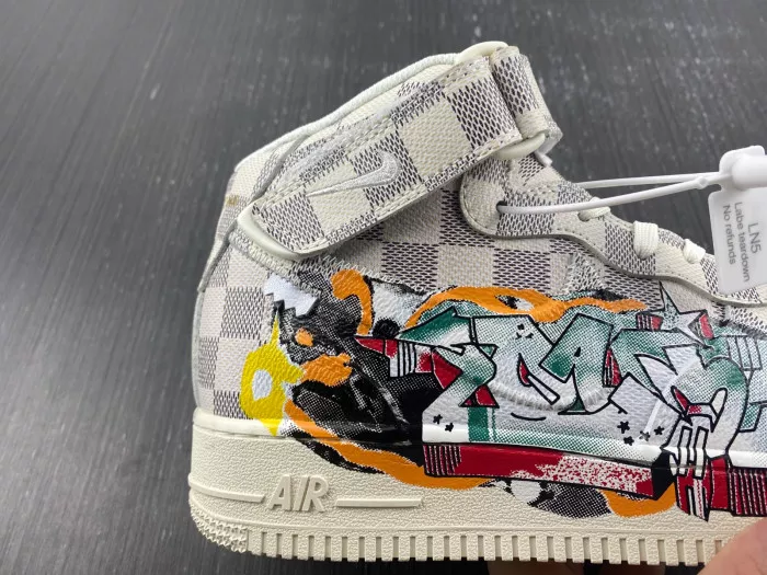 MaikeSneakers Louis Vuitton Nike Air Force 1 Mid By Virgil Abloh Graffiti 0120