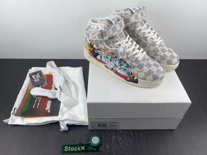 MaikeSneakers Louis Vuitton Nike Air Force 1 Mid By Virgil Abloh Graffiti 0120