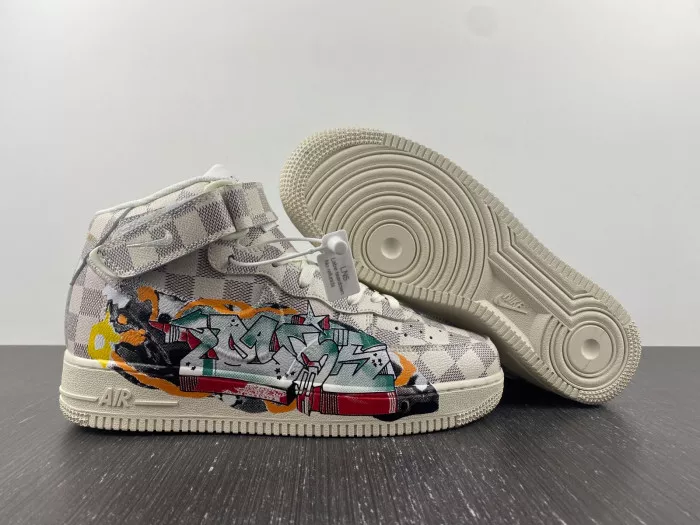 MaikeSneakers Louis Vuitton Nike Air Force 1 Mid By Virgil Abloh Graffiti 0120