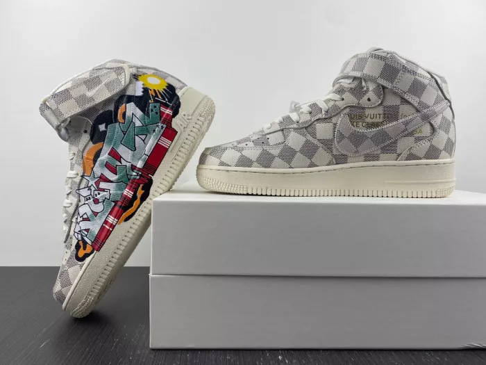 MaikeSneakers Louis Vuitton Nike Air Force 1 Mid By Virgil Abloh Graffiti 0120