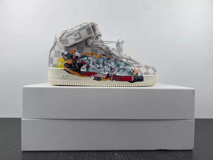 MaikeSneakers Louis Vuitton Nike Air Force 1 Mid By Virgil Abloh Graffiti 0120