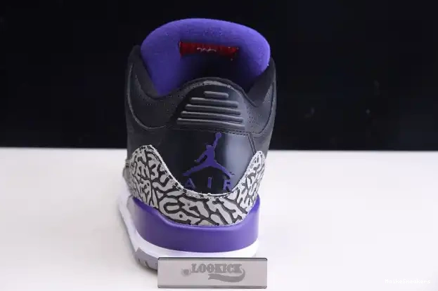 MaikeSneakers Court Retro Air Jordan 3 Purple CT8532-050 Black 0210