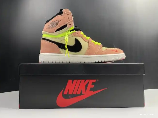 MaikeSneakers Peach CW6576-800 Air Switch 1 High Jordan 0221