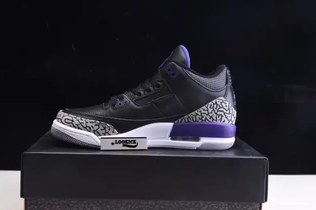 MaikeSneakers Court Retro Air Jordan 3 Purple CT8532-050 Black 0210