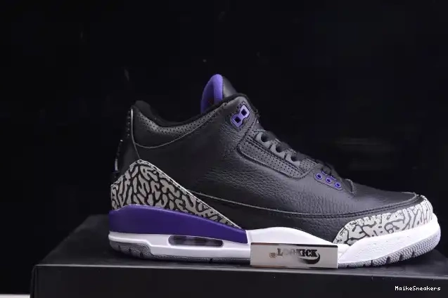 MaikeSneakers Court Retro Air Jordan 3 Purple CT8532-050 Black 0210