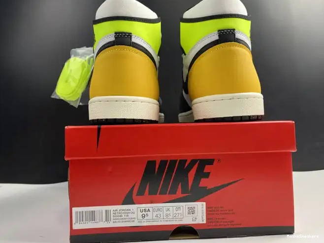 MaikeSneakers 555088-118 AIR 1 HIGH OG RETRO JORDAN GOLD' 'VOLT 0219